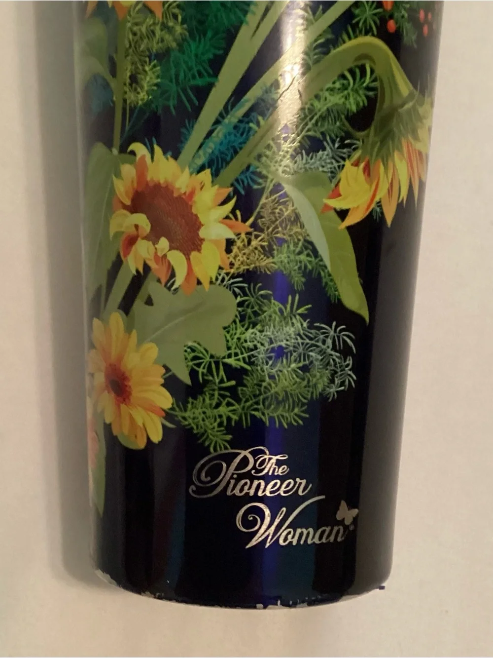 The Pioneer Woman 24 Oz. Cold Beverage Stainless Navy Floral Tumbler